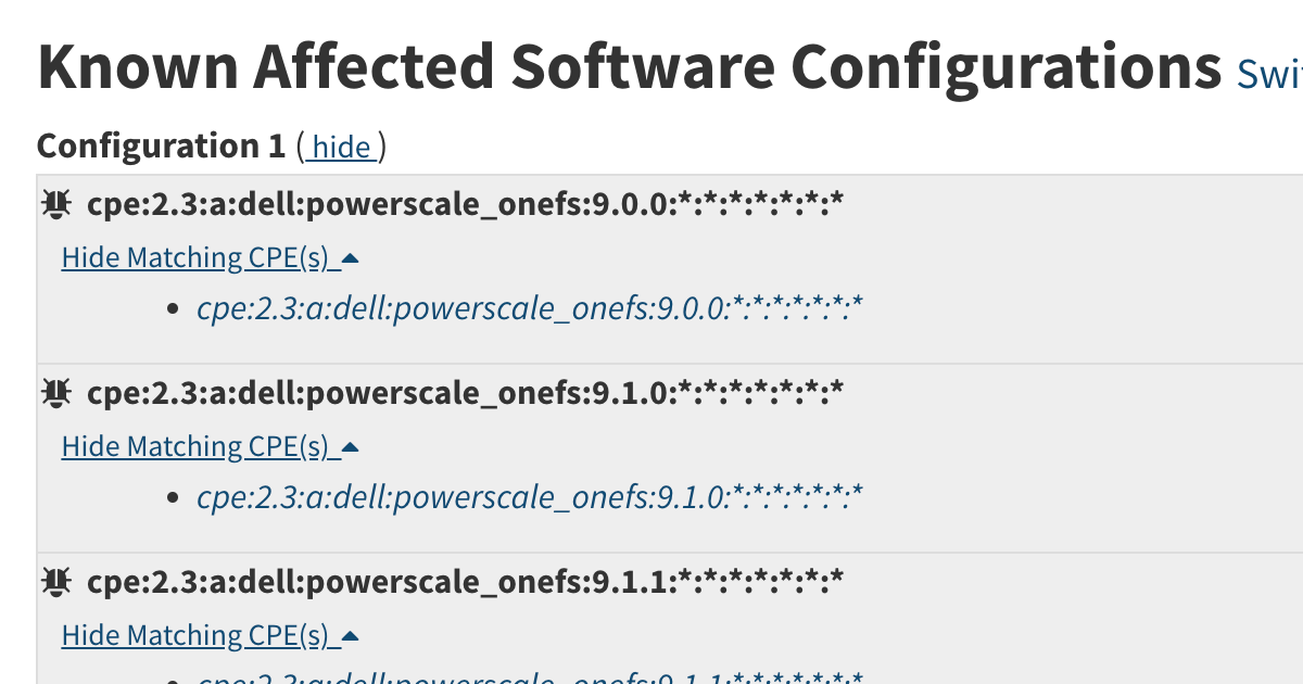 How Known Affected Software Configorations on the CVE Website are Constructed